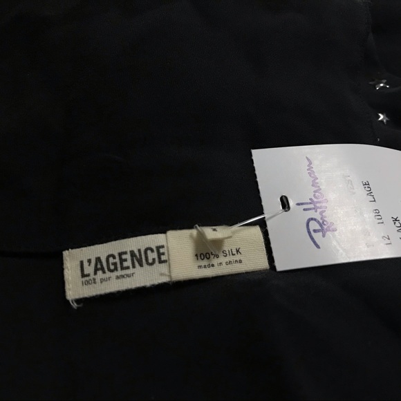 $350 L'Agence Womens Silk T Shirt Vest Stars Black - Picture 5 of 7